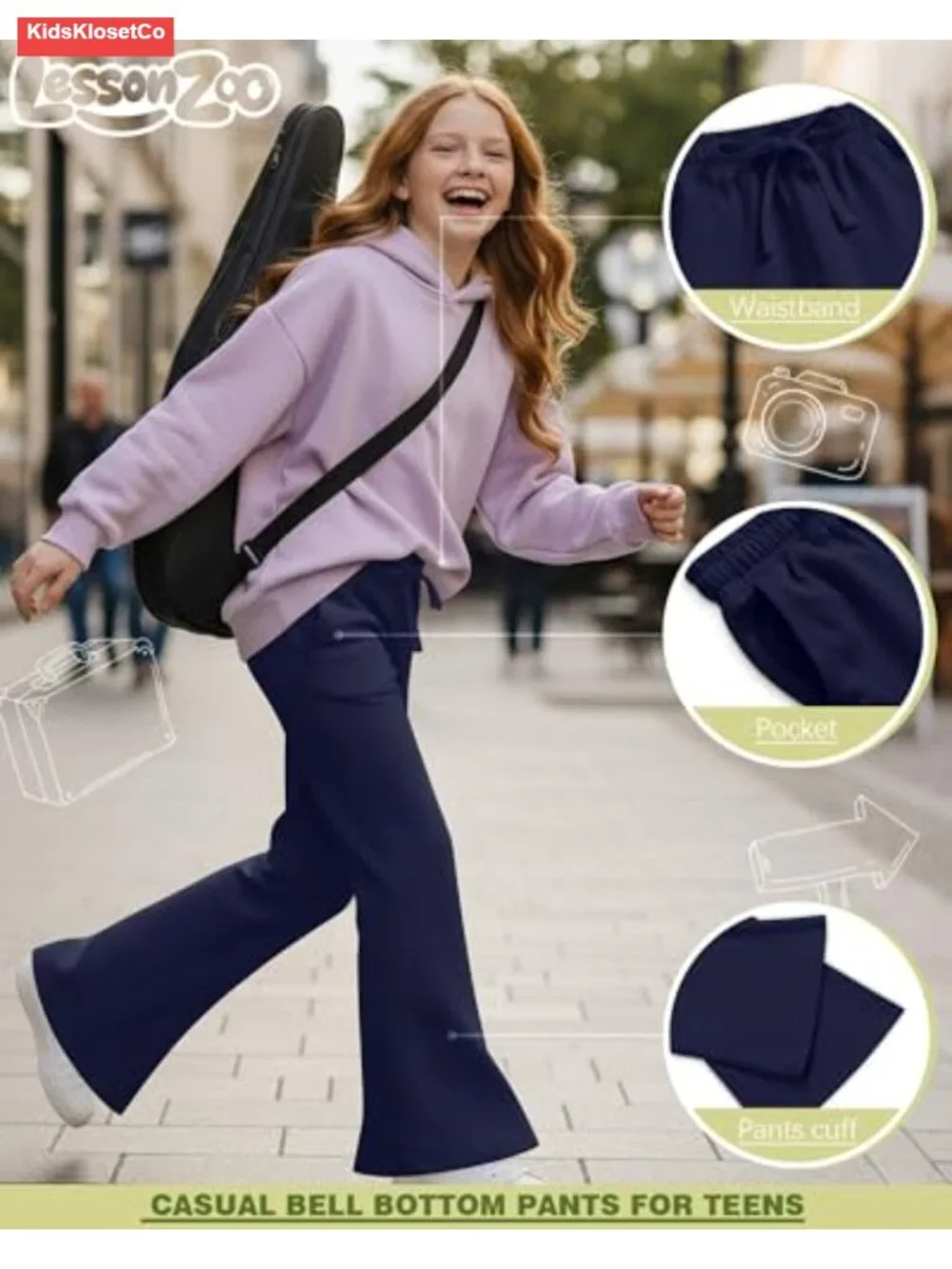Girls Flared Sweatpants 3 Pack High Waist Drawstring Ankle Pants
